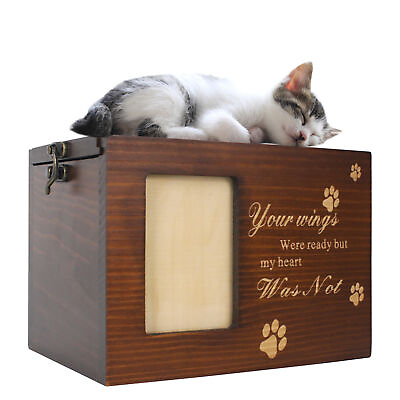 #ad Wooden Pet Memorial Urn for Ashes with Photo Frame Cat Dog Memory Box Keepsake