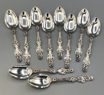 #ad Lily by Whiting div. of Gorham Sterling Silver set of 10 small Teaspoons 5.5quot;
