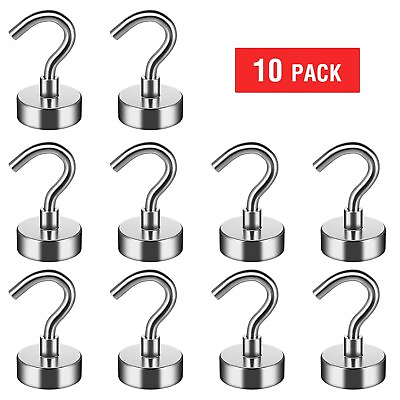 #ad 10 Pack Dia Strong Magnetic Hook Hanger N52 Neodymium Clamping Magnet Hooks USA