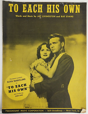 #ad Vintage Sheet Music: To Each His Own By Jay Livingston amp; Ray Evans 1946