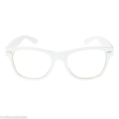 #ad RETRO Vintage Men Women Unisex Nerd Frame Fashion Clear Lens Eye Glasses WHITE