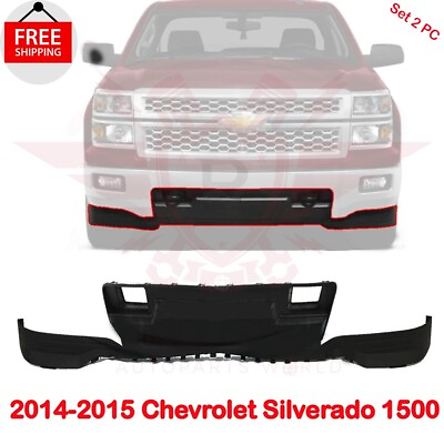 #ad Fits 2014 2015 Chevy Silverado 1500 Front Bumper Filler amp; Valance Panel Set Of 2