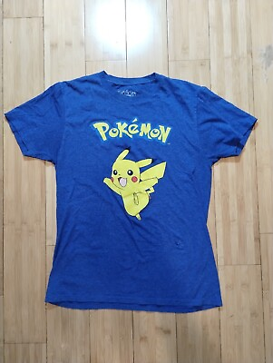 #ad Authentic Pokemon Pikachu Blue Men#x27;s Large T Shirt Pokemon International Company $1.99