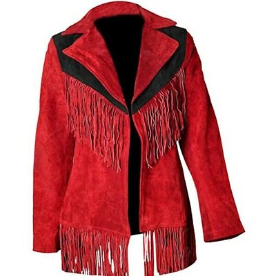 #ad Women Suede Leather Western Style Jacket Fringed amp; Buttons American Style