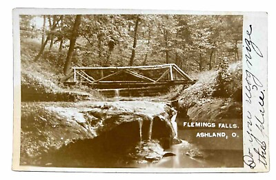 #ad Fleming Falls. Ashland Ohio Real Photo Postcard. RPPC. 1907. Vintage.