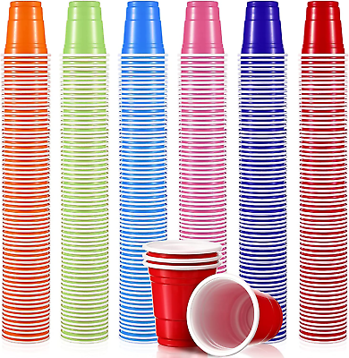 #ad 600 Pack 2 Oz Plastic Shot Glasses Disposable Plastic Shot Cups Mini Multicolor