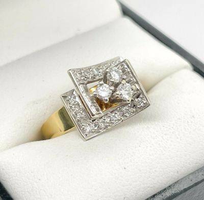 #ad Ladies Handmade Diamond Dress Ring 18ct Gold Size N 1 2 3.89g Preloved VAL $2500