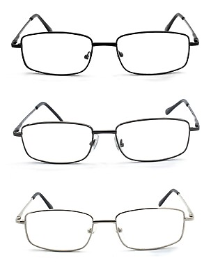 #ad #ad EYEZOOM 3 Pack Extra Wide Rectangular Metal Reading Glasses for Men and Women