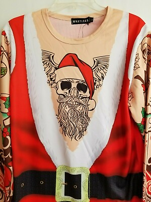 #ad Whatlees Mens Shirt Christmas Santa In Sunglasses Pullover Long Sleeve Sz L NEW