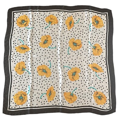 #ad Polka Dots and Yellow Wood Poppy Flowers Square Scarf 34 x 34