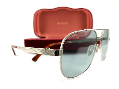 #ad GUCCI Sunglasses GG1223S Silver Green 004 New Authentic 60mm