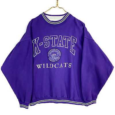 #ad Vintage Kansas State Wildcats Gear Sweatshirt Large Ncaa Purple 90s
