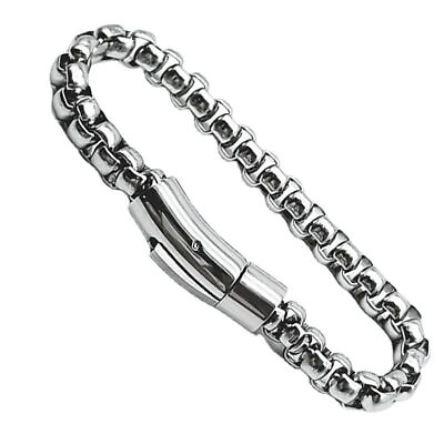 #ad 6mm Woman Man Stainless Steel Square Rolo Box Chain Bracelet Bangle 7 9.5 #x27;#x27;