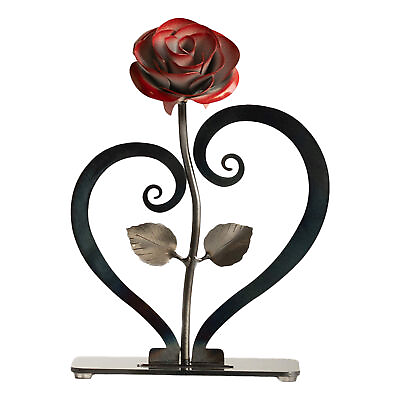 #ad Metal Red Rose W Heart Shaped Stand Desktop Ornament Valentine#x27;S Day gift