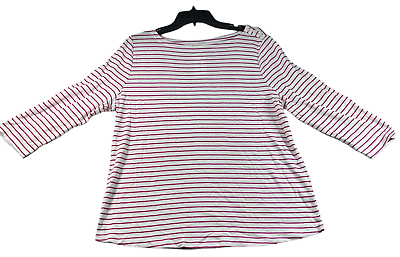 #ad Charter Club Shirt Womens size XL Pink White 3 4 Sleeve Supima Cotton New Stripe