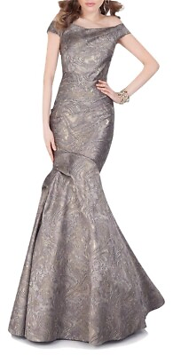#ad TERANI COUTURE Off the Shoulder Jacquard Trumpet Gown Size 4 MSRP: $700