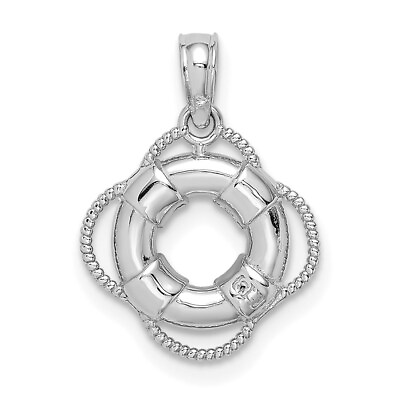 #ad 14K White 3D Gold Lifesaver Pendant Bracelet Necklace