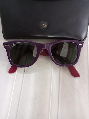 #ad Ray Ban RB2140 966 New Wayfarer Sunglasses Purple Frames and Red