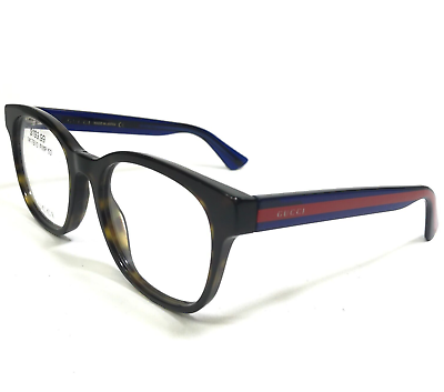 #ad Gucci Eyeglasses Frames GG0005OZ 001 Dark Tortoise Blue Red Striped 53 20 145