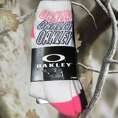 #ad Oakley Crew Socks 2 Pairs Men#x27;s 9 11 Medium New Multicolor