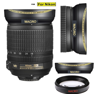 #ad Wide Angle Macro Lens for Nikon AF S DX NIKKOR 18 105mm f 3.5 5.6G ED VR Lens