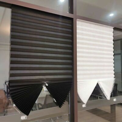 #ad Adhesive Pleated Blinds Shades Sun UV Block Half Blackout Curtain Window Blind