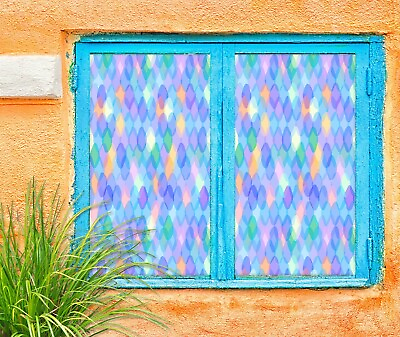 #ad 3D Watercolor Pattern A9 Window Film Print Sticker Cling Stained Glass UV Sinsin