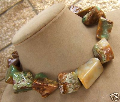 #ad Aimee Fuller Chrysocolla Mint Chocolate Statement Necklace Cream Green Brown