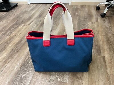 #ad DOLCE amp; GABBANA DG Logo Heart Tote Bag Blue Red Leather Used
