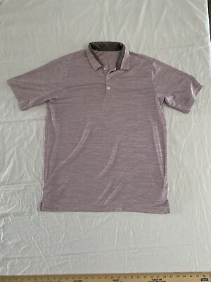 #ad Antigua Golf Polo Men’s Size LARGE Pink amp; Gray Pattern