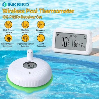 #ad Wireless Floating Pool Thermometer Set Temperature Humidity Monitor Water Tester