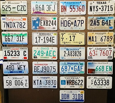 #ad Large lot colorful of 25 old license plates bulk many states low shipping