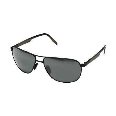 #ad Maui Jim CASTLES Polarized Sunglasses 728 2M Matte Black Gray Glass Aviator