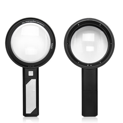 #ad Microscope 5X 10X 15X Handheld Magnifying Glasses Jewelry Loupe 8 LED UV Light