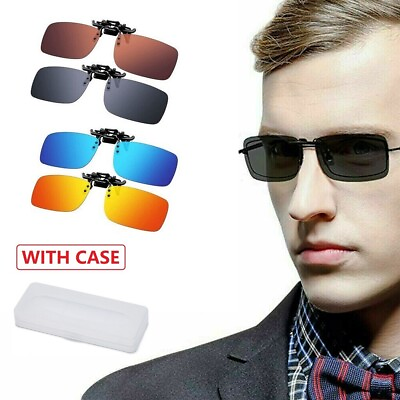 #ad #ad Unisex Clip on Sunglasses Polarized Flip up Eye Glasses Spectacles Anti Glare US