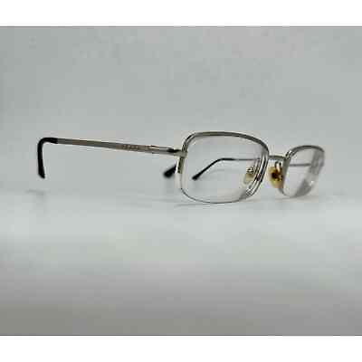 #ad Used Prada VPR 57H Rectangle Designer Eyeglasses Unisex Silver Half Frame Rim