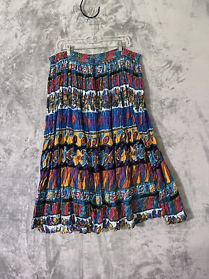 #ad Womens Broomstick Midi Maxi Skirt Cotton Crinkle Gauze Boho Hippie Size S M***
