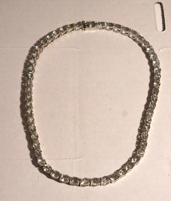 #ad Sterling Silver Aquamarine Color Necklace 42.5 Grams 17 Inch