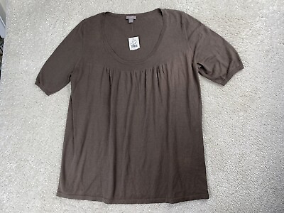 #ad J.Jill Shirt Petite Large Cotton Relaxed Boxy Pullover Short Sleeve Green NEW