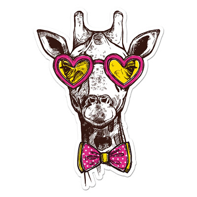 #ad Giraffe Bowtie Glasses Vinyl Decal Sticker ebn8092
