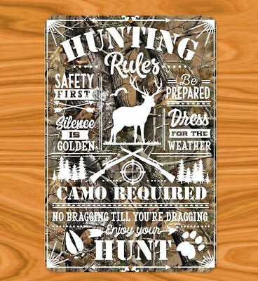 #ad Hunting Rules Sign Metal Aluminum 8quot;x12quot; $12.75