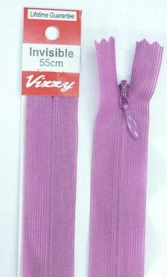 #ad Vizzy Invisible Zip 55cm Colour 122 VIOLET A Quality Brand Name Zipper