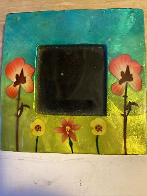 #ad ARTIST OIL PAINTING 4” metallic Floral Picture Frame For 2x2 Photo CAROLYN BRANN