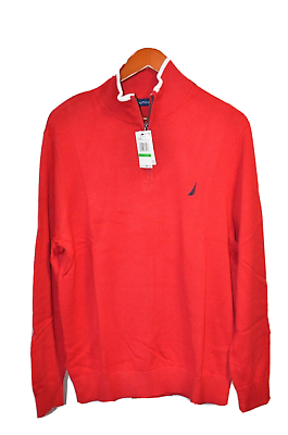 #ad NAUTICA Mens Large L Nautica Red 1 2 Zip Pullover Sweatshirt Sweater NWT $89.50