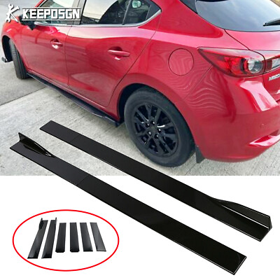 #ad Gloss 78.7#x27;#x27; Side Skirt Extension Rocker Panel Splitter Lip For Mazda 3 Hatch