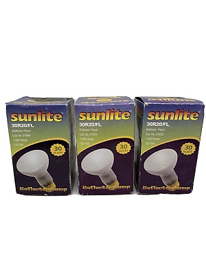 #ad Lot of 3 Sunlite 30R20 FL Regular Flood Bulbs Cat. No. 01830 120 Volt NOS $7.25