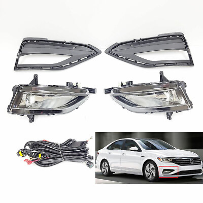 #ad For 2019 2020 2021 Jetta Clear Lens Fog Driving Light w Bezel Switch Wires Bulb