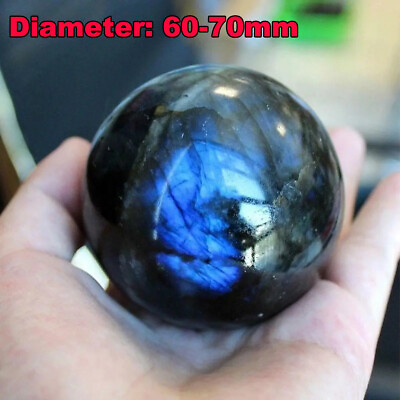 #ad 60 70mm Natural Labradorite Quartz Sphere Crystal Ball Rainbow Reiki Healing $14.98
