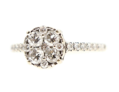 #ad Women#x27;s Juniker 0.95 ctw Round Diamond Cluster 14KT White Gold Engagement Ring