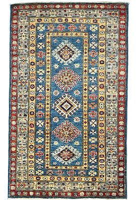 #ad Handmade Blue Tribal Geometric Kazak 3X5 Area Rug Boho Oriental Decor Carpet